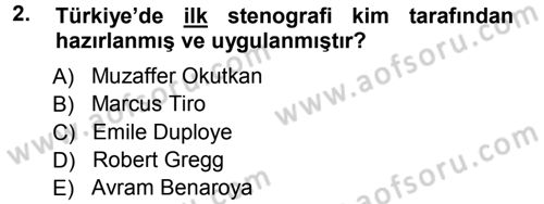 Yönetici Asistanlığı Dersi Ara Sınavı Deneme Sınav Soruları 2. Soru