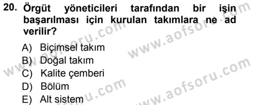 Yönetici Asistanlığı Dersi Ara Sınavı Deneme Sınav Soruları 20. Soru