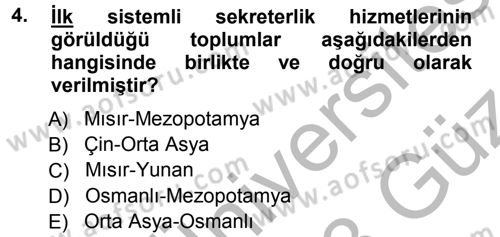 Yönetici Asistanlığı Dersi 2012 - 2013 Yılı (Vize) Ara Sınav Soruları 4. Soru