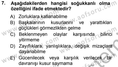 Yönetici Asistanlığı Dersi Ara Sınavı Deneme Sınav Soruları 7. Soru