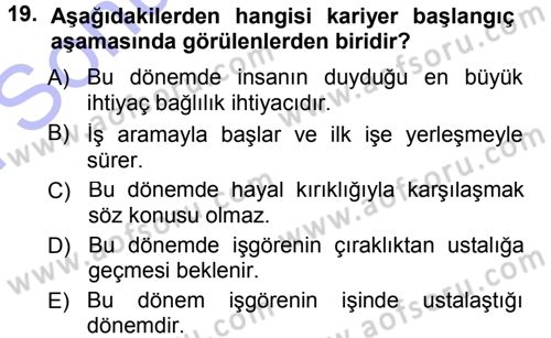 Yönetici Asistanlığı Dersi 2012 - 2013 Yılı (Final) Dönem Sonu Sınav Soruları 19. Soru