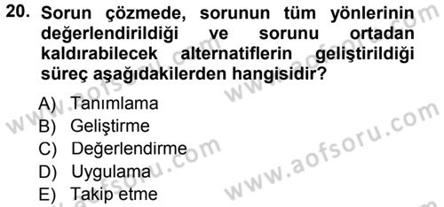 Yönetici Asistanlığı Dersi 2012 - 2013 Yılı (Final) Dönem Sonu Sınav Soruları 20. Soru