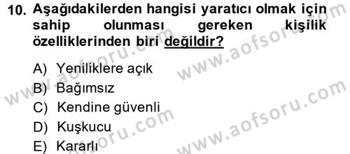 Yönetici Asistanlığı Dersi Ara Sınavı Deneme Sınav Soruları 10. Soru