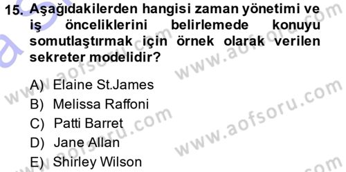 Yönetici Asistanlığı Dersi 2013 - 2014 Yılı (Vize) Ara Sınav Soruları 15. Soru