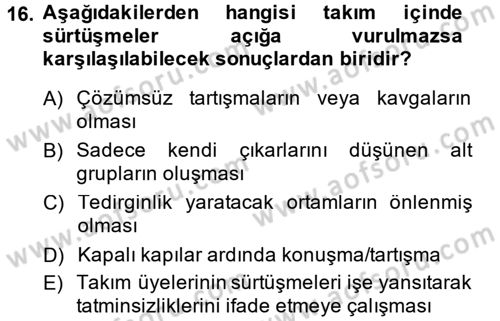 Yönetici Asistanlığı Dersi Ara Sınavı Deneme Sınav Soruları 16. Soru