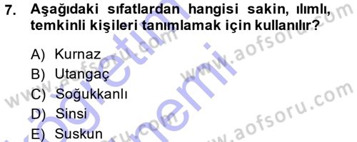 Yönetici Asistanlığı Dersi 2013 - 2014 Yılı (Vize) Ara Sınav Soruları 7. Soru