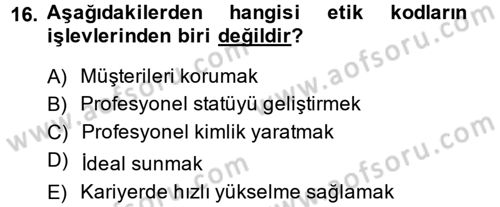 Yönetici Asistanlığı Dersi 2013 - 2014 Yılı (Final) Dönem Sonu Sınav Soruları 16. Soru