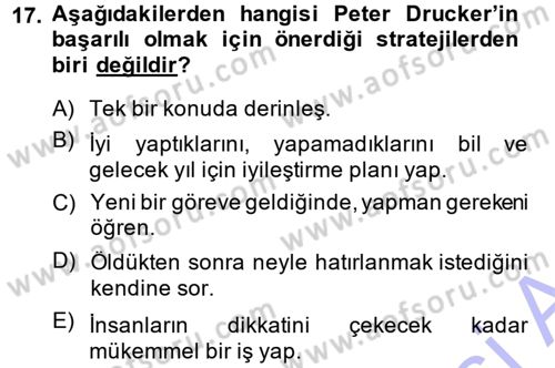 Yönetici Asistanlığı Dersi 2013 - 2014 Yılı (Final) Dönem Sonu Sınav Soruları 17. Soru