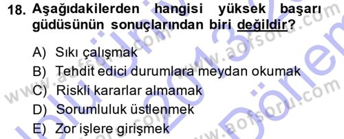 Yönetici Asistanlığı Dersi 2013 - 2014 Yılı (Final) Dönem Sonu Sınav Soruları 18. Soru