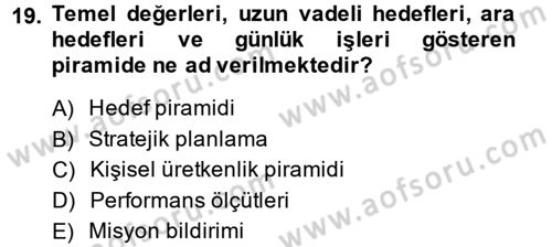Yönetici Asistanlığı Dersi 2013 - 2014 Yılı (Final) Dönem Sonu Sınav Soruları 19. Soru