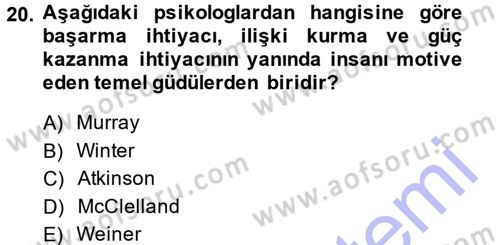 Yönetici Asistanlığı Dersi 2013 - 2014 Yılı (Final) Dönem Sonu Sınav Soruları 20. Soru