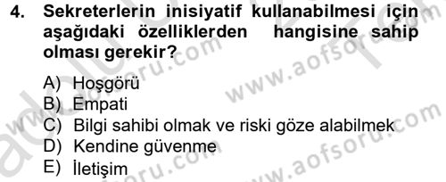 Yönetici Asistanlığı Dersi 2013 - 2014 Yılı Tek Ders Sınav Soruları 4. Soru