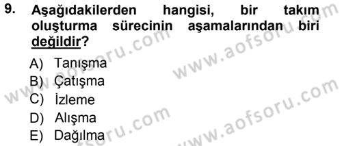 Yönetici Asistanlığı Dersi 2013 - 2014 Yılı Tek Ders Sınav Soruları 9. Soru