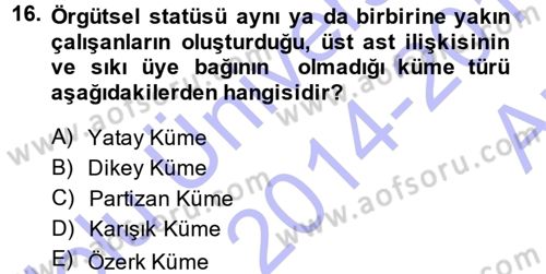Yönetici Asistanlığı Dersi Ara Sınavı Deneme Sınav Soruları 16. Soru