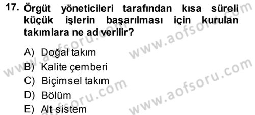 Yönetici Asistanlığı Dersi Ara Sınavı Deneme Sınav Soruları 17. Soru
