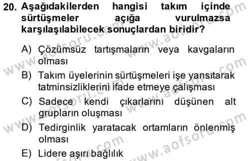 Yönetici Asistanlığı Dersi 2014 - 2015 Yılı (Vize) Ara Sınav Soruları 20. Soru