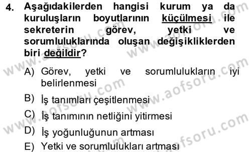 Yönetici Asistanlığı Dersi 2014 - 2015 Yılı (Vize) Ara Sınav Soruları 4. Soru
