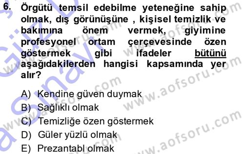 Yönetici Asistanlığı Dersi Ara Sınavı Deneme Sınav Soruları 6. Soru