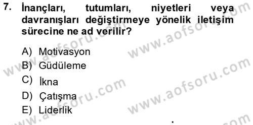 Yönetici Asistanlığı Dersi Ara Sınavı Deneme Sınav Soruları 7. Soru