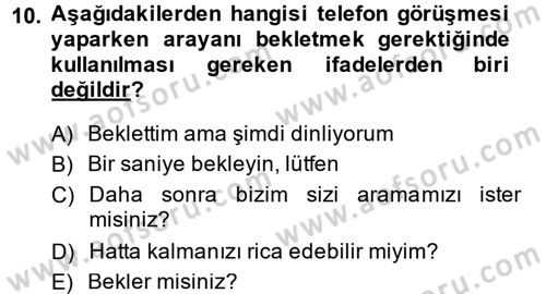 Yönetici Asistanlığı Dersi 2014 - 2015 Yılı (Final) Dönem Sonu Sınav Soruları 10. Soru