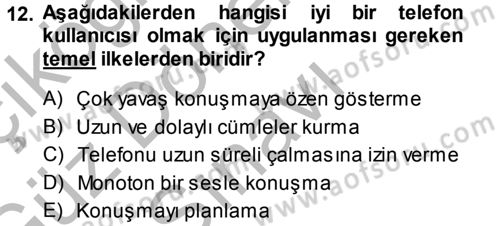 Yönetici Asistanlığı Dersi 2014 - 2015 Yılı (Final) Dönem Sonu Sınav Soruları 12. Soru