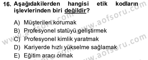 Yönetici Asistanlığı Dersi 2014 - 2015 Yılı (Final) Dönem Sonu Sınav Soruları 16. Soru