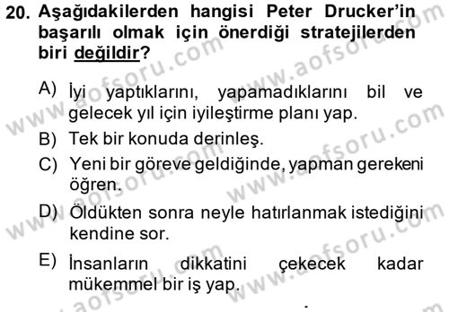 Yönetici Asistanlığı Dersi 2014 - 2015 Yılı (Final) Dönem Sonu Sınav Soruları 20. Soru