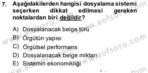 Yönetici Asistanlığı Dersi 2014 - 2015 Yılı (Final) Dönem Sonu Sınav Soruları 7. Soru