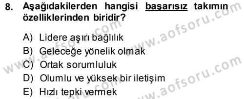 Yönetici Asistanlığı Dersi 2014 - 2015 Yılı (Final) Dönem Sonu Sınav Soruları 8. Soru