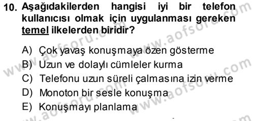 Yönetici Asistanlığı Dersi 2014 - 2015 Yılı Tek Ders Sınav Soruları 10. Soru