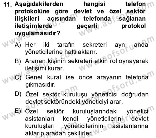 Yönetici Asistanlığı Dersi 2014 - 2015 Yılı Tek Ders Sınav Soruları 11. Soru