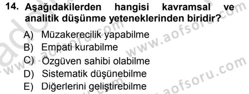 Yönetici Asistanlığı Dersi 2014 - 2015 Yılı Tek Ders Sınav Soruları 14. Soru