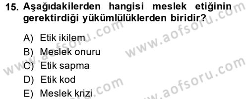 Yönetici Asistanlığı Dersi 2014 - 2015 Yılı Tek Ders Sınav Soruları 15. Soru