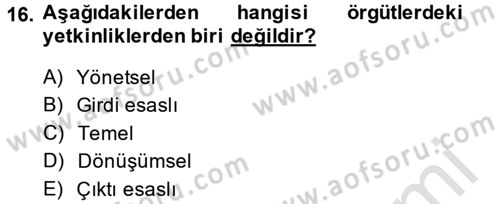 Yönetici Asistanlığı Dersi 2014 - 2015 Yılı Tek Ders Sınav Soruları 16. Soru