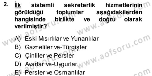 Yönetici Asistanlığı Dersi 2014 - 2015 Yılı Tek Ders Sınav Soruları 2. Soru