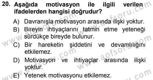 Yönetici Asistanlığı Dersi 2014 - 2015 Yılı Tek Ders Sınav Soruları 20. Soru
