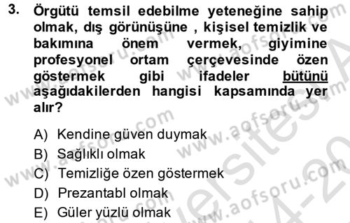 Yönetici Asistanlığı Dersi 2014 - 2015 Yılı Tek Ders Sınav Soruları 3. Soru