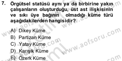 Yönetici Asistanlığı Dersi 2014 - 2015 Yılı Tek Ders Sınav Soruları 7. Soru