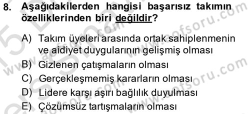 Yönetici Asistanlığı Dersi 2014 - 2015 Yılı Tek Ders Sınav Soruları 8. Soru