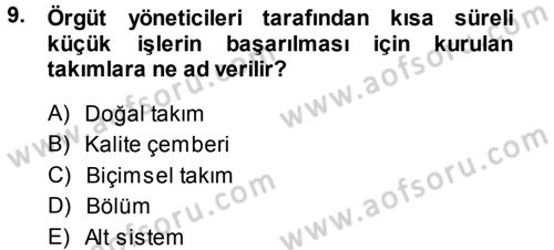Yönetici Asistanlığı Dersi 2014 - 2015 Yılı Tek Ders Sınav Soruları 9. Soru