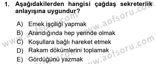 Yönetici Asistanlığı Dersi Ara Sınavı Deneme Sınav Soruları 1. Soru