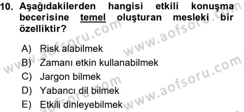 Yönetici Asistanlığı Dersi Ara Sınavı Deneme Sınav Soruları 10. Soru