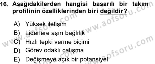 Yönetici Asistanlığı Dersi Ara Sınavı Deneme Sınav Soruları 16. Soru