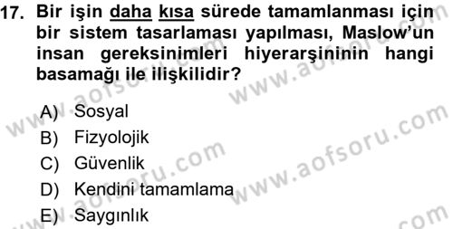 Yönetici Asistanlığı Dersi Ara Sınavı Deneme Sınav Soruları 17. Soru