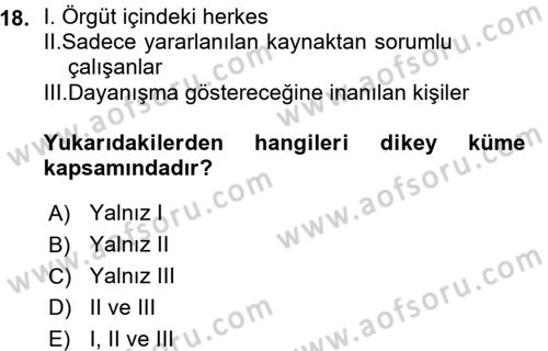 Yönetici Asistanlığı Dersi Ara Sınavı Deneme Sınav Soruları 18. Soru