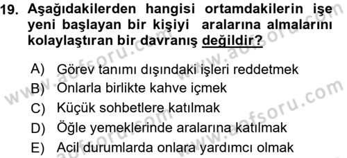 Yönetici Asistanlığı Dersi Ara Sınavı Deneme Sınav Soruları 19. Soru