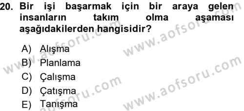 Yönetici Asistanlığı Dersi 2015 - 2016 Yılı (Vize) Ara Sınav Soruları 20. Soru