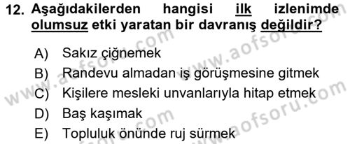 Yönetici Asistanlığı Dersi 2015 - 2016 Yılı (Final) Dönem Sonu Sınav Soruları 12. Soru