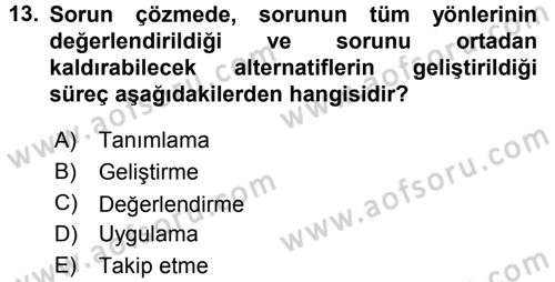 Yönetici Asistanlığı Dersi 2015 - 2016 Yılı (Final) Dönem Sonu Sınav Soruları 13. Soru