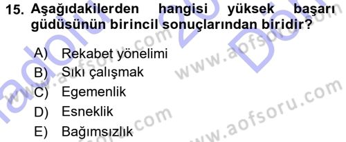 Yönetici Asistanlığı Dersi 2015 - 2016 Yılı (Final) Dönem Sonu Sınav Soruları 15. Soru